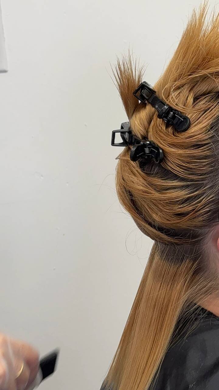 Hair sectioned to check the colour and treatment history along the length